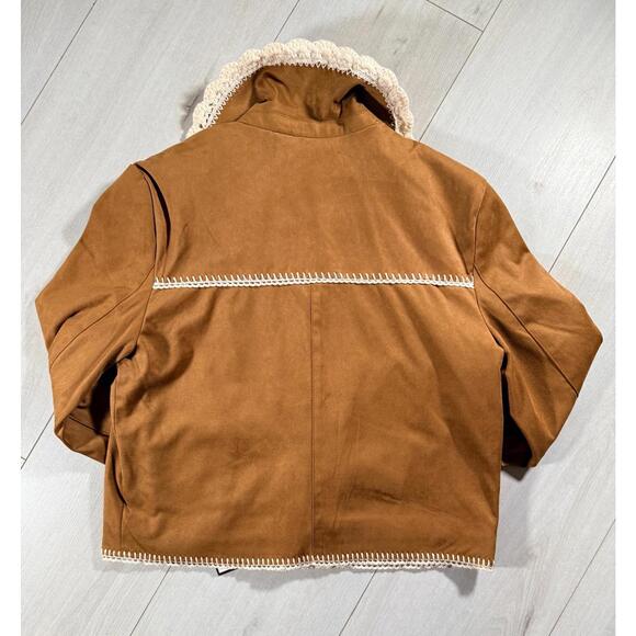 NWT Bagatelle Collection Crochet Trim Jacket Caramel Size XS - Picture 2 of 12
